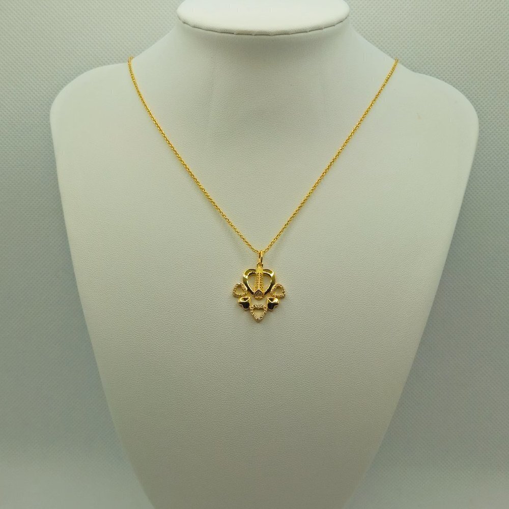 Artistic‎ Hearts Pendant Plated in 18K Gold with CZ (NWOT)